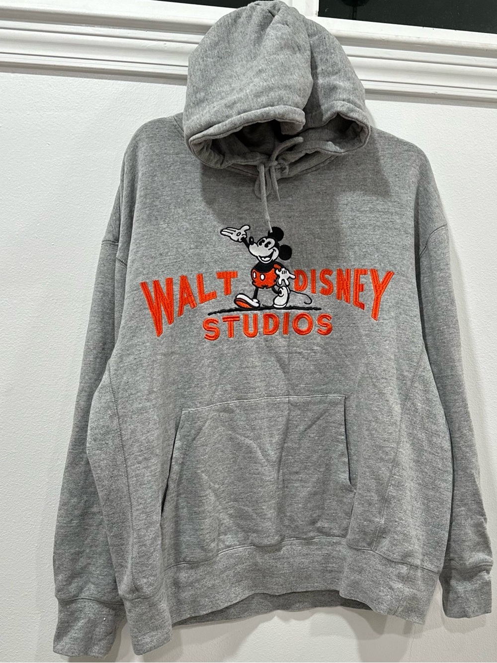 Disney Grey Hoodie with Orange Walt Disney Studios Embroidery